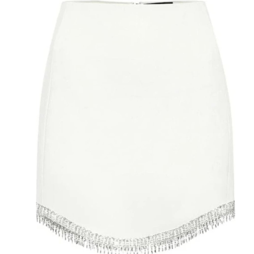 DAVID KOMA rhinestone trim skirt